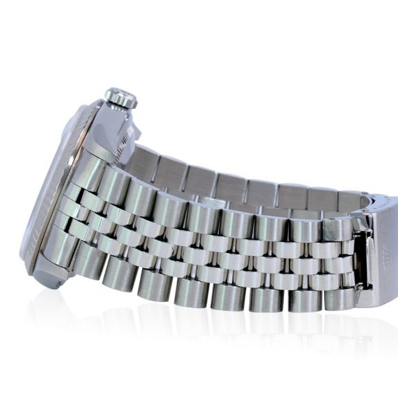 ROLEX DATEJUST UNISEX WATCH SILVER TAPESTRY INDEX DIAL FLUTED JUBILEE 16234 - Picture 3 of 7